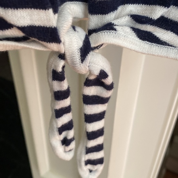 J Crew Navy Striped Boatneck Tie-Front Sweater - Picture 4 of 8